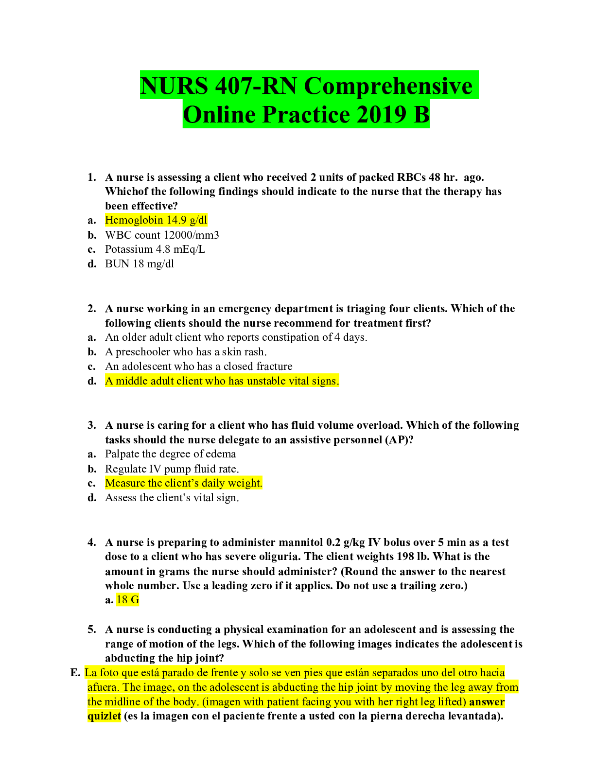 Preview image of NURS 407-RN Comprehensive Online Practice 2019 B.pdf document